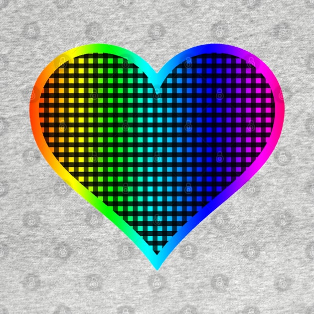 Rainbow and Black Gingham Heart by bumblefuzzies